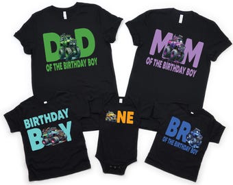 Monster truck birthday shirt, Customized monster truck birthday shirt, family monster truck, personalized monster truck, truck birthday