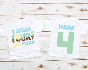 Four ice cream boys 4th birthday shirt, 4th birthday party, ice cream shirt, ice cream birthday, ice cream birthday party, I scream four