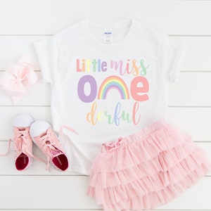 Miss onederful girls pastel rainbow 1st first birthday shirt, rainbow theme party, 1st birthday shirt, personalized 1st birthday girl gift