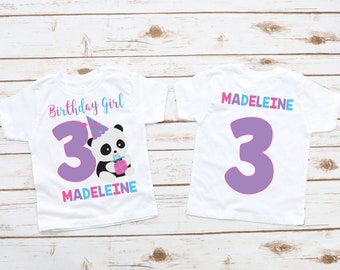 Panda birthday shirt, panda theme party, birthday girl shirt, 3rd birthday shirt, 4th birthday shirt, custom birthday shirt, kid shirt