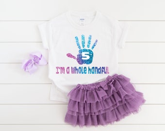 Girls 5th birthday handful shirt, fifth birthday shirt, 5th birthday shirt girl, girls fifth birthday shirt, 5th birthday tee, 5 years old