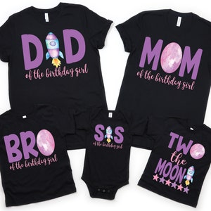 Two the moon girls outer space second 2nd birthday shirt , birthday girl shirt, space birthday theme , 2nd birthday outfit, girl birthday