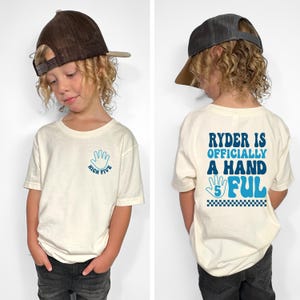 Custom 5th birthday shirt boy, officially a handful, 5th birthday, personalized name shirt, handful shirt, boy birthday shirt, 5th birthday