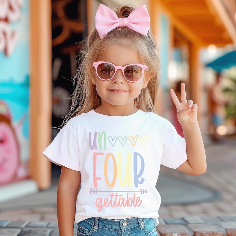 Girls un four gettable 4th birthday shirt, 4th birthday party, fourth birthday , rainbow shirt, custom birthday tank, cute girls shirt bild 2