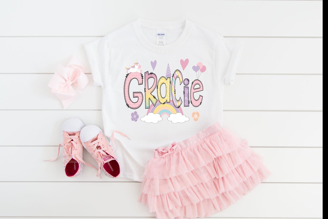 Unicorn Custom Personalized Cute Name Girl Shirt Unicorn Party png-eps-ai-pngtree