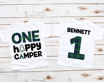 One happy camper, 1st first birthday shirt, camping first birthday, camping 1st birthday, camping theme, camping party, camping shirt