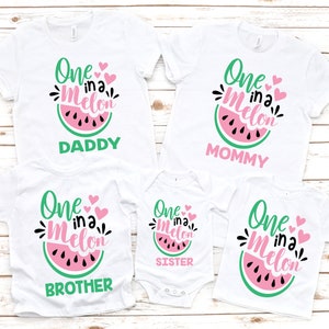 Family One in a melon girls first birthday shirt, 1st birthday girl outfit, watermelon birthday , watermelon party,  first birthday, NW2