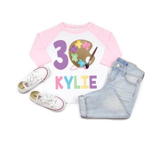 Paint palette art girl custom birthday shirt, paint party, art party, art birthday shirt, girl birthday shirt,  paint birthday, personalized