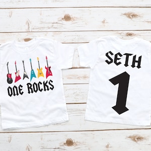 One rocks, guitar birthday shirt, rock n roll birthday, first birthday shirt, boy birthday shirt, 1st birthday boy, rock n roll shirt