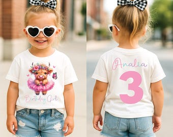 Camiseta de cumpleaños de vaca de las tierras altas, camiseta de vaca personalizada, cumpleaños de granja, fiesta de cumpleaños con temática campestre, muuuuu, tengo dos años, camiseta de segundo cumpleaños, vaca linda