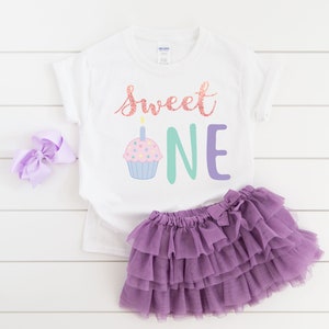 Sweet One Cupcake 1st Birthday Shirt, first birthday outfit girl, first birthday shirt, cupcake birthday shirt, donut party, birthday girl