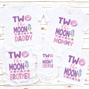Two the moon girls outer space second 2nd birthday shirt , birthday girl shirt, space birthday theme , 2nd birthday outfit, girl birthday
