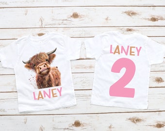Cow birthday shirt, highland cow shirt, farm birthday, cow theme birthday party, moo moo I'm two, 2nd birthday shirt, girl birthday shirt