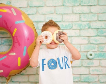 Boys donut 4th birthday shirt, donut shirt, boys donut shirt, donut birthday shirt, boy birthday shirt, 4th birthday shirt, fourth birthday