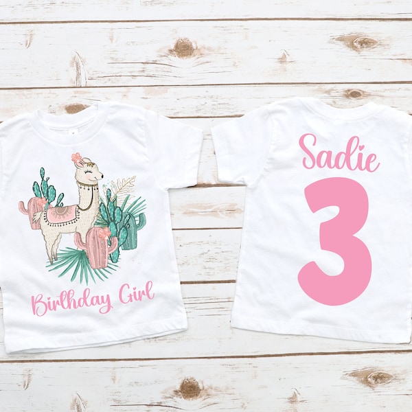 Llama cactus birthday girl shirt, Llama birthday party, llama theme birthday, llama birthday shirt, girl birthday shirt, cactus shirt