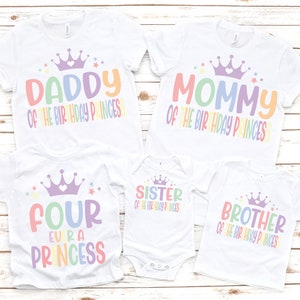 Princess birthday shirt, birthday princess shirt, family birthday shirts, princess birthday outfit, four ever a princess, princess theme