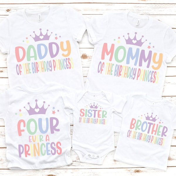 Princess birthday shirt, birthday princess shirt, family birthday shirts, princess birthday outfit, four ever a princess, princess theme