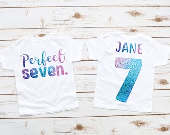 Girls 7TH perfect seven birthday shirt , 7th birthday, birthday girl shirt, cute birthday shirt, 7th birthday gift, girl birthday shirt