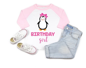 Penguin birthday shirt, girl birthday shirt, girl birthday party, Penguin party, penguin birthday, penguin theme, girl birthday, penguin
