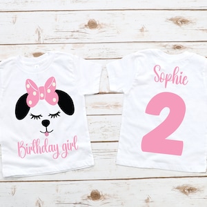Pink puppy dog birthday shirt for girls, Dog theme birthday outfit, Puppy party shirt, Custom age toddler girl birthday tee, pawty shirt