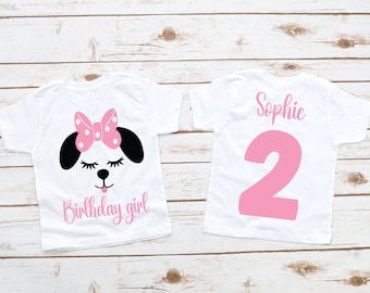 Pink puppy dog birthday shirt for girls, Dog theme birthday outfit, Puppy party shirt, Custom age toddler girl birthday tee, pawty shirt