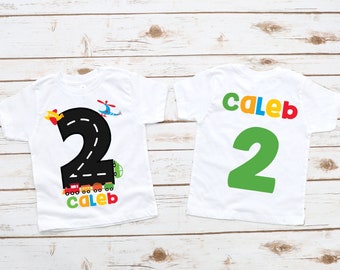 Transportation birthday shirt, Transportation party, planes, trains, automobiles, boy birthday shirt, vehicle shirt, 2nd birthday shirt