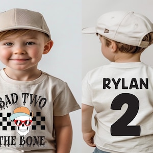Bad two the bone, 2nd birthday shirt, skull birthday shirt, boy birthday shirt, girl birthday shirt, rock n roll birthday , bad 2 the bone