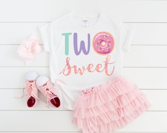 Two sweet girl 2nd birthday donut shirt, donut shirt, donut birthday, donut party, birthday girl shirt, second birthday shirt, donut theme