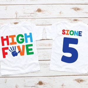 Boys 5th birthday high five shirt, fifth birthday shirt, 5th birthday shirt boy, boys fifth birthday shirt, 5th birthday tee, 5 years old