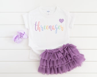 Threenager birthday shirt, 3rd birthday shirt, third birthday, threenager shirt, girl birthday shirt, 3rd birthday party, 3rd birthday tee