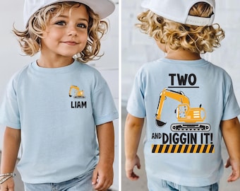 Excavator Truck Shirt, Construction Birthday Shirt, Construction Party, Personalized Construction Shirt, birthday shirt,I'm 2 and digging it