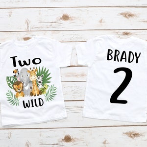 Two wild safari animals jungle zoo 2nd second birthday shirt, two wild shirt, two wild birthday boy, 2nd birthday shirt, boys wild shirt