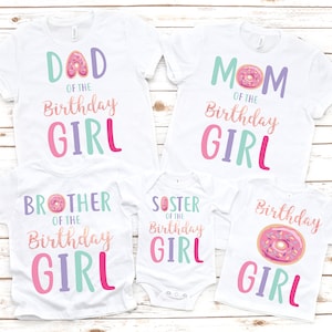 Family matching donut girl birthday shirts, sweet one birthday, donut grow up, girl birthday party, first birthday girl outfit, kids donut