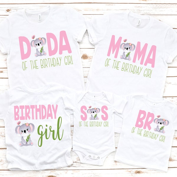 Family koala matching birthday girl shirts,  koala birthday, koala theme party, sloth 1st, girl birthday shirt, 1st birthday, 2nd birthday