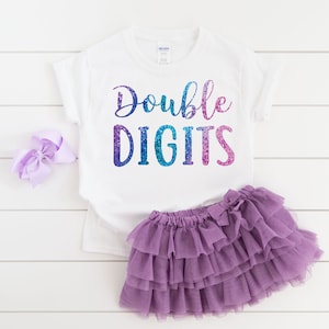 Double digits tenth birthday shirt girl , 10th birthday, 10th birthday party, 10th birthday girl, 10 year old girl gift, , ten year old gift