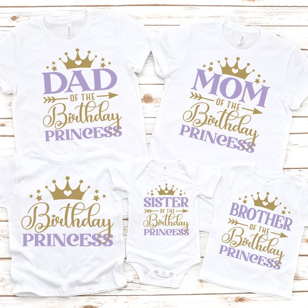 Family matching girl princess birthday shirts, birthday girl shirt, birthday girl party, princess theme party, girl birthday party