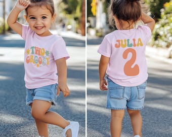 Two groovy shirt, retro vintage hippie ,2nd birthday shirt, retro birthday party, girl birthday shirt, groovy second birthday, groovy shirt