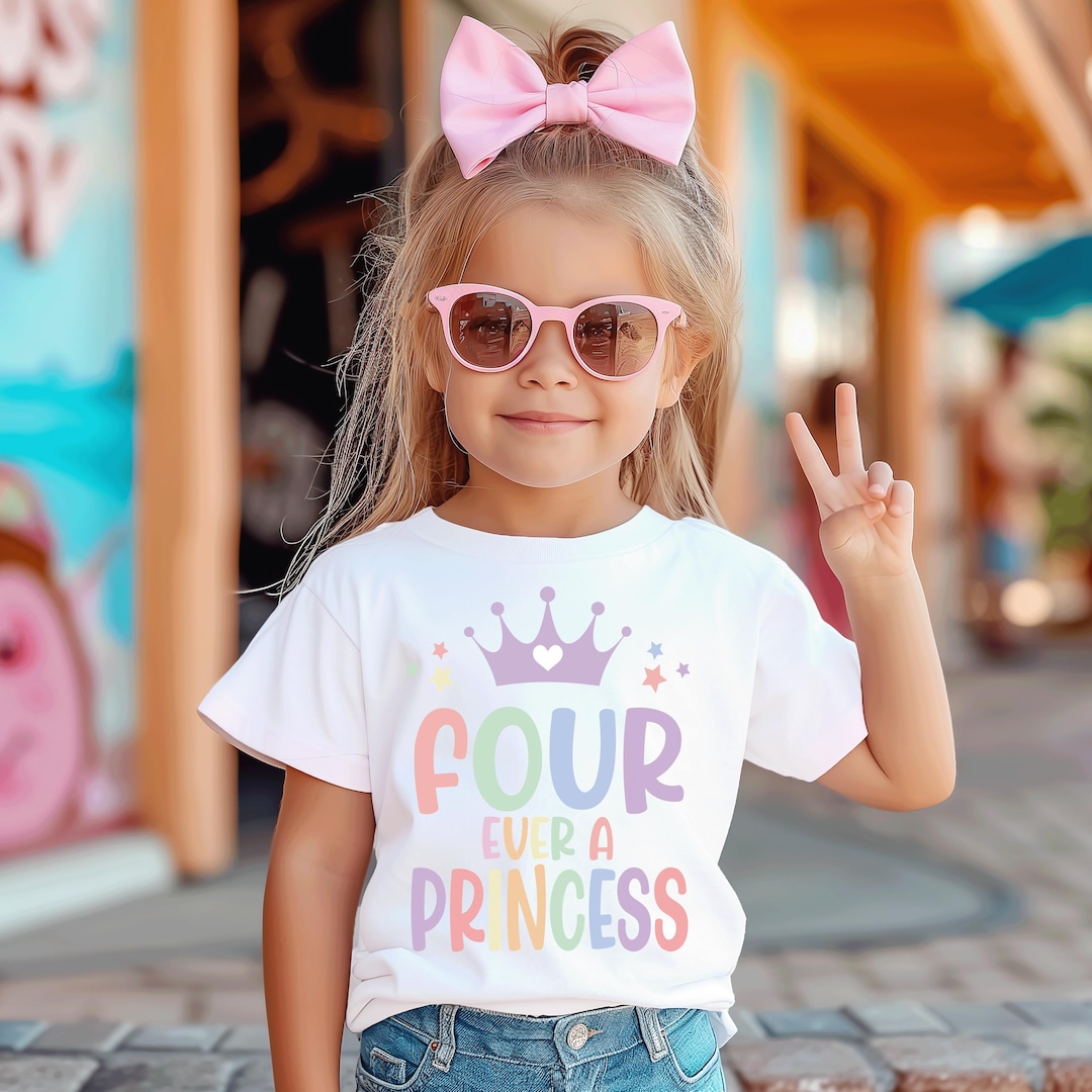 4th Birthday Shirt Girl, Princess Birthday Shirt, Four Year Old