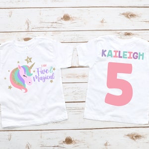 Unicorn 5th I am five and magical fifth girl birthday shirt , unicorn birthday, unicorn shirt, unicorn birthday outfit, girl birthday shirt