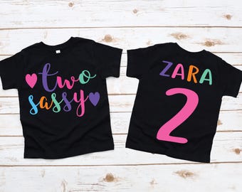 Two sassy girl 2nd second birthday party shirt,  2nd birthday outfit, two sassy shirt, girl birthday shirt, toddler birthday shirt, cute
