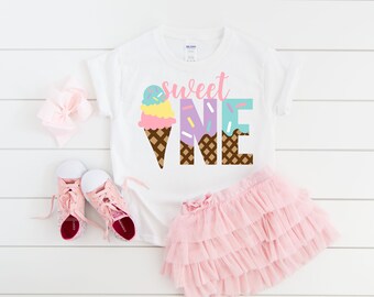 Sweet one ice cream girls 1st birthday shirt, first birthday shirt, ice cream birthday, ice cream party, birthday girl shirt, first birthday
