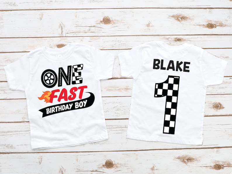 One fast birthday boy 1st race car shirt, racecar birthday shirt, birthday boy shirt, race car birthday party, race car t-shirt, custom race image 2