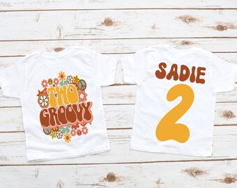 Two groovy shirt, retro vintage hippie ,2nd birthday shirt, retro birthday party, girl birthday shirt, groovy second birthday, groovy shirt