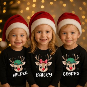 Christmas kid toddler personalized boy girl custom name reindeer shirt, Kid Christmas shirt, Christmas shirt for kids, Toddler Christmas