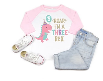 Three rex 3 rex girl dinosaur birthday shirt , 3 rex birthday shirt, girl dinosaur birthday shirt, 3rd birthday shirt, dinosaur birthday