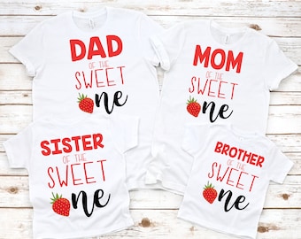 Family sweet one strawberry 1st birthday shirts, strawberry birthday party ,  birthday girl, first birthday, 1st birthday theme, sweet one