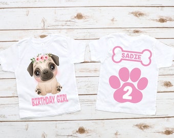 Pug dog puppy girl let's pawty cute birthday shirt, girl birthday shirt, puppy birthday, dog birthday shirt, dog birthday party, pug shirt
