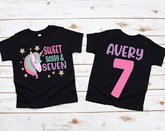 Sweet sassy seven, girls 7th unicorn birthday shirt , unicorn birthday, 7th birthday shirt, 7th birthday girl, seventh birthday shirt