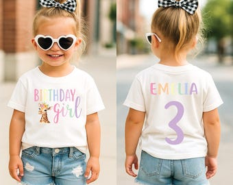 Giraffe birthday shirt, girl birthday shirt, animal party shirt, zoo shirt, toddler birthday shirt, safari birthday, safari theme party