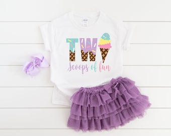 Two scoops ice cream girls 2nd birthday shirt, 2nd birthday party, ice cream shirt, ice cream birthday, ice cream party, birthday girl shirt